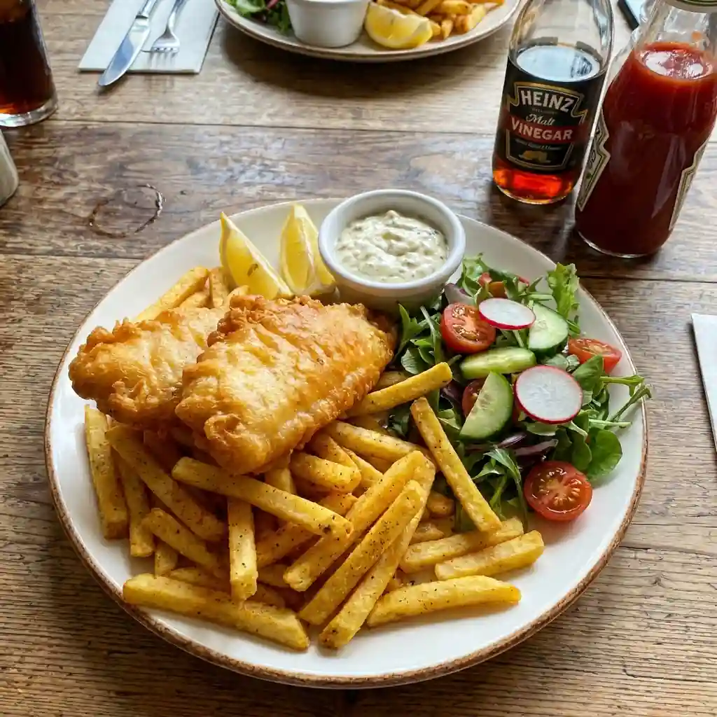 Fish and Chips with Salad